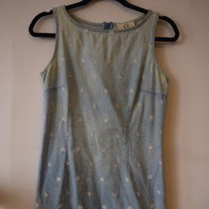 Cottage core denim mini floral sleeveless dress